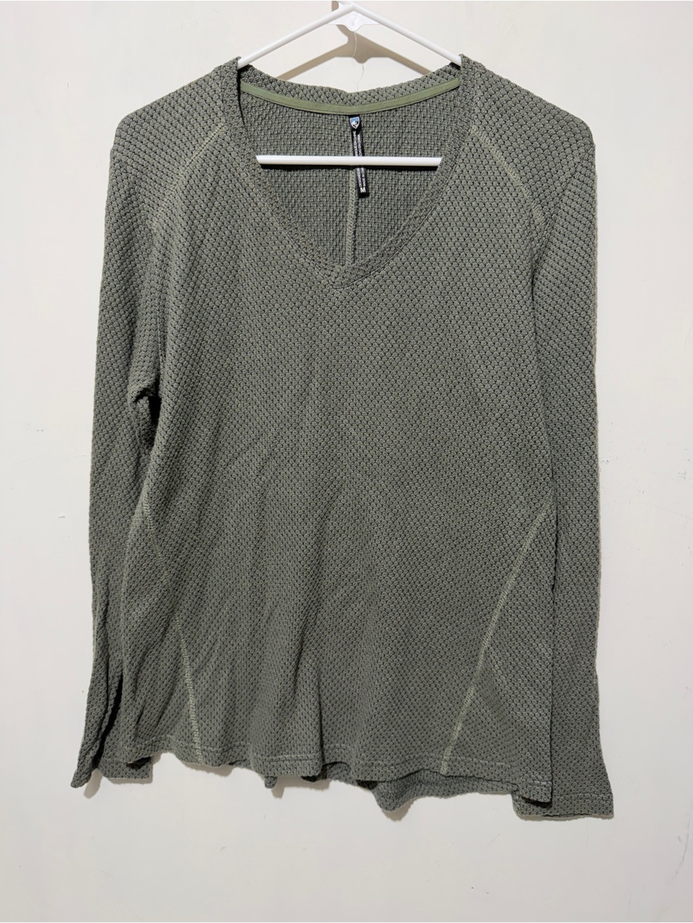 Kuhl Lyric Green Waffle Knit Long Sleeve Sweater Top Women's Size Medium